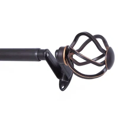 Sun Zero Cage Ball End Blackout Wrap Around Curtain Rod, Adjustable Length, 3/4" Dia. Steel Tube In Oil Rubbed Bronze