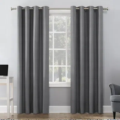 Sun Zero Cameron Thermal Insulated 100% Blackout Grommet Curtain Panel In Gray