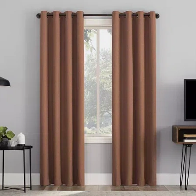 Sun Zero Channing Grommet Top Energy Saving 100% Blackout Single Curtain Panel In Orange