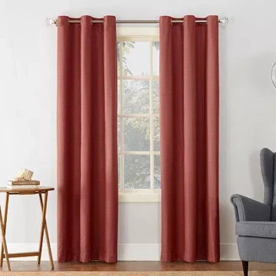 Sun Zero Cooper Grommet Top Energy Saving Light-filtering Single Curtain Panel In Red