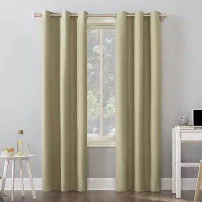 Sun Zero Cyrus Grommet Top Energy Saving 100% Blackout Single Curtain Panel In Yellow