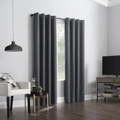 Sun Zero Dimensional 100% Blackout Thermal Grommet Single Curtain Panel In Charcoal