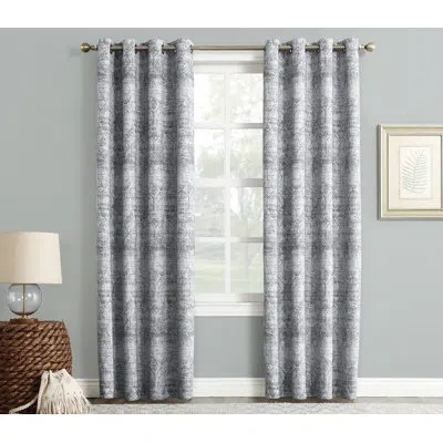Sun Zero Distressed Global Blackout Lined Grommet Curtain Panel In Indigo