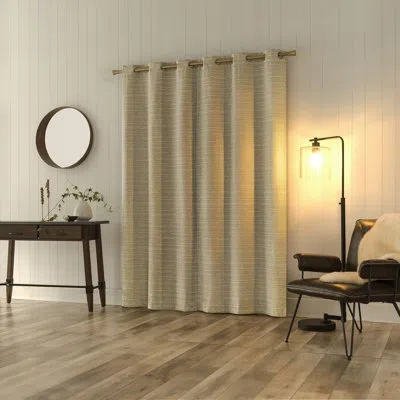 Sun Zero Dresden Slub Detail Magnetic Closure 100% Blackout Grommet Curtain Panel In Beige