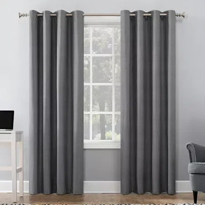 Sun Zero Duran Grommet Top Energy Saving 100% Blackout Single Curtain Panel In Gray