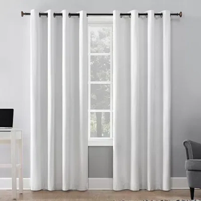Sun Zero Duran Grommet Top Energy Saving 100% Blackout Single Curtain Panel In White