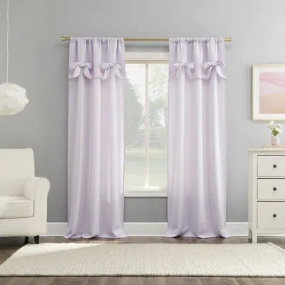 Sun Zero Emma Bow Valance Semi-sheer Rod Pocket Curtain Panel In Purple