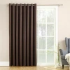 Sun Zero Emory 100"w X 84"l Energy Saving Light-filtering Grommet Top Single Patio Door Curtain In Brown