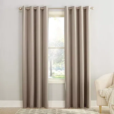 Sun Zero Emory Grommet Top Light-filtering Single Curtain Panel In White