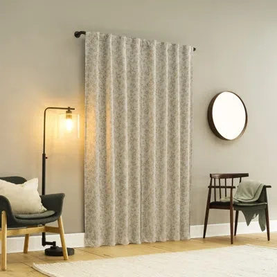 Sun Zero Estelle Foliage Woven Jacquard 100% Blackout Back Tab Curtain Panel (set Of 2) In Beige