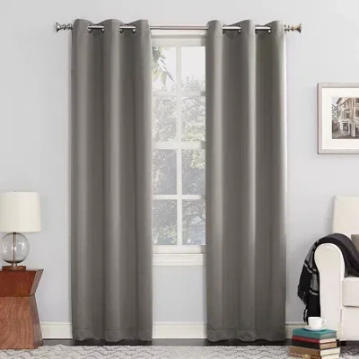 Sun Zero Evan Grommet Top Energy Saving Blackout Single Curtain Panel In Gray