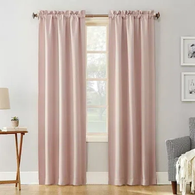 Sun Zero Evan Rod Pocket Energy Saving Blackout Single Curtain Panel In Pink