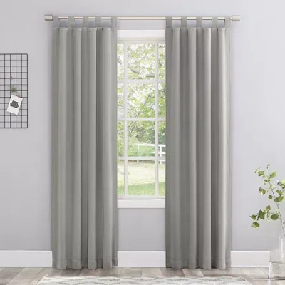Sun Zero Evan Tab Top Energy Saving Blackout Single Curtain Panel In Silver