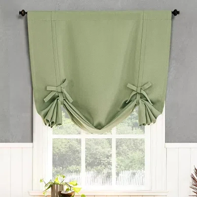 Sun Zero Evantieup Blackout Rod Pocket Single Tie-up Shade In Green