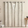 Sun Zero Glynn Gaia Woven Floral Magnetic Closure Grommet Top Energy Saving 100% Blackout Set Of 2 Curtain Pa In Sand