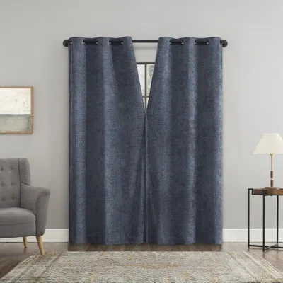 Sun Zero Isidora Velvet Magnetic Closure 100% Blackout Grommet Curtain Panel In Blue
