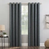 Sun Zero Kline Burlap Weave Thermal Extreme Grommet Top Energy Saving 100% Blackout Single Curtain Panel In Blue