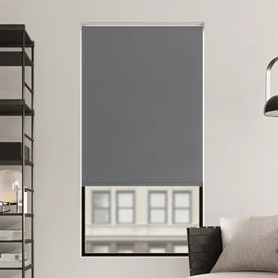 Sun Zero Langley Textured 100% Blackout Cordless Roller Shade In Gray