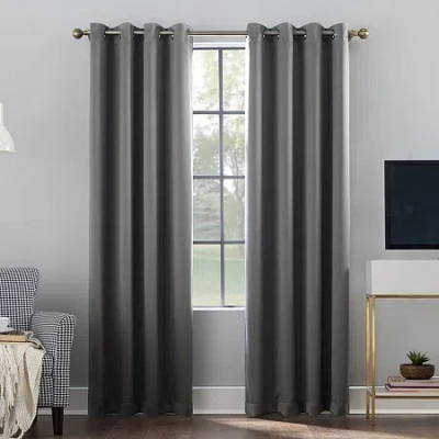 Sun Zero Oslo Grommet Top Energy Saving 100% Blackout Single Curtain Panel In Gray