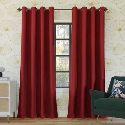 Sun Zero Oslo Grommet Top Energy Saving 100% Blackout Single Curtain Panel In Red