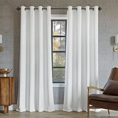 Sun Zero Oslo Grommet Top Energy Saving 100% Blackout Single Curtain Panel In White