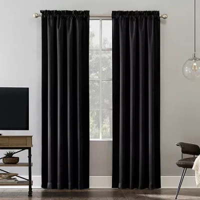 Sun Zero Oslo Rod Pocket Energy Saving 100% Blackout Single Curtain Panel