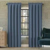 Sun Zero Oslo Rod Pocket Energy Saving 100% Blackout Single Curtain Panel In Blue