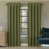 Sun Zero Oslo Rod Pocket Energy Saving 100% Blackout Single Curtain Panel In Green
