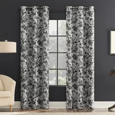 Sun Zero Percy Merina Print Grommet Top Energy Saving 100% Blackout Single Curtain Panel