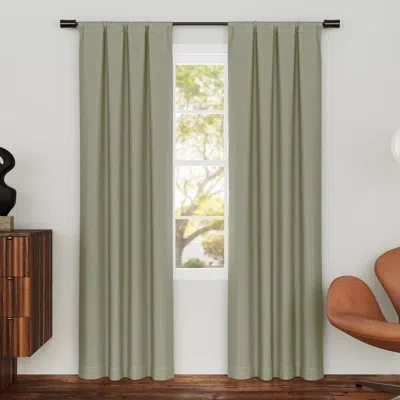 Sun Zero Prescott Herringbone Magnetic Closure 100% Blackout Rod Pocket Curtain Panel In Green