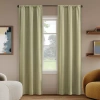Sun Zero Presley Herringbone Magnetic Rod Pocket Light-filtering Set Of 2 Curtain Panel In Green