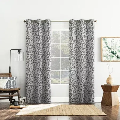 Sun Zero Satti Grommet Top 100% Blackout Single Curtain Panel In Gray