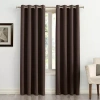 Sun Zero Saxon Grommet Top Energy Saving Blackout Single Curtain Panel In Brown