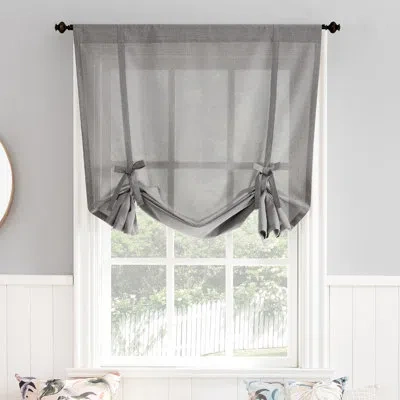 Sun Zero Semi-sheer Rod Pocket Tie-up Curtain Balloon Shade In Gray