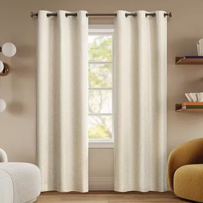Sun Zero Serenity Abstract Magnetic Grommet Top Light-filtering Set Of 2 Curtain Panel In Sand