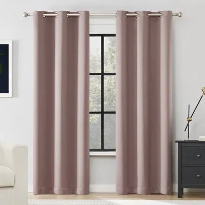 Sun Zero Sheridan Magnetic Closure 100% Blackout Grommet Curtain Panel In Mauve