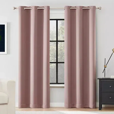 Sun Zero Sheridan Magnetic Closure Grommet Top 100% Blackout Set Of 2 Curtain Panel In Pink