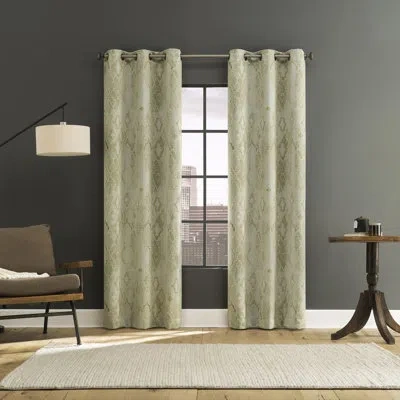 Sun Zero Sonora Snakeskin Trellis 100% Blackout Grommet Curtain Panel In White