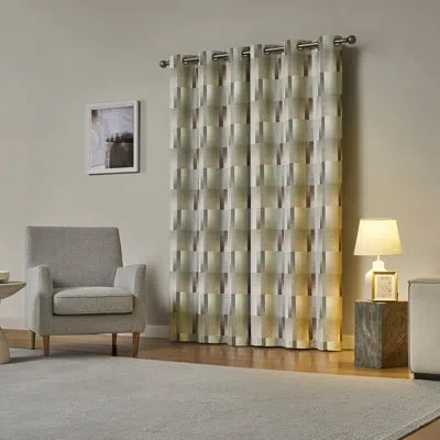 Sun Zero Sterling Gradient Geometric 100% Blackout Grommet Curtain Panel In Multi