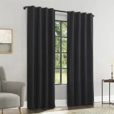 Sun Zero Treviso Linen Blend Magnetic Closure 100% Blackout Back Tab Curtain Panel