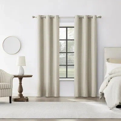 Sun Zero Tula Crosshatch 100% Blackout Grommet Curtain Panel In Brown