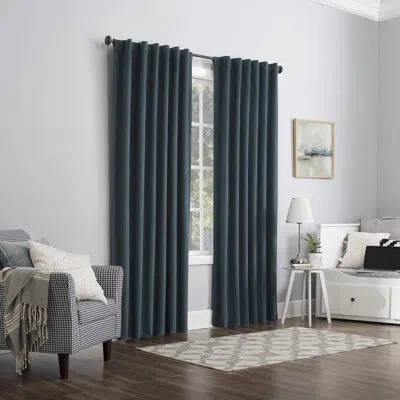 Sun Zero Velvet Noise Reducing Thermal Extreme 100% Blackout Back Tab Curtain Panel In Teal