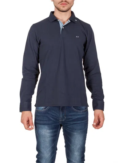 Sun68 - Polo M/l Toppa Denim 26110 07 Navy In Blue