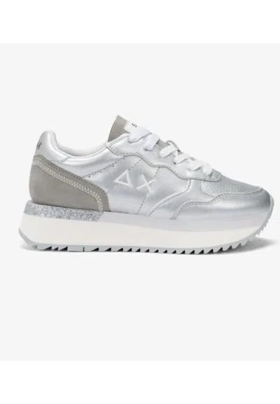 Sun68 Big Ally Leather Sneakers In Argento
