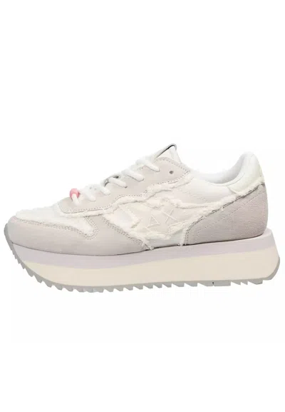 Sun68 Big Stargirl Canvas Sneakers In Bianco