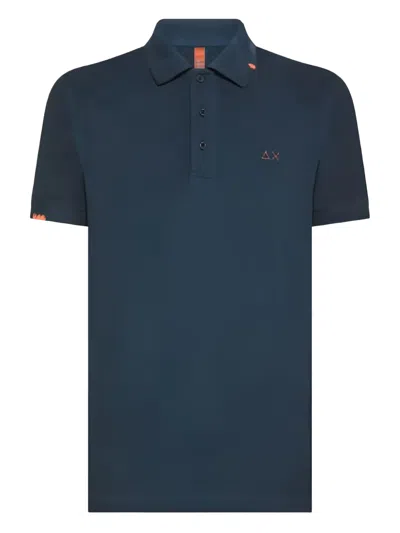 Sun68 Contrast-collar Polo Shirt In Blue