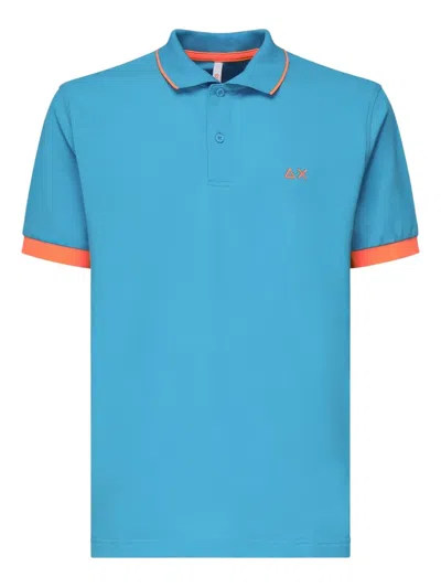 Sun68 Contrast-trim Polo Shirt In Blue