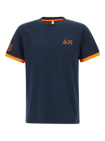 Sun68 Contrasting-trim T-shirt In Navy