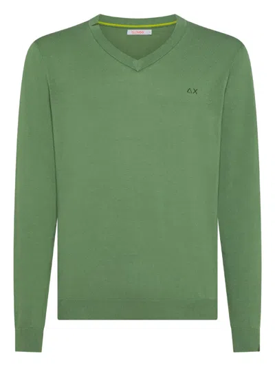 Sun68 Cotton Sweater In Green