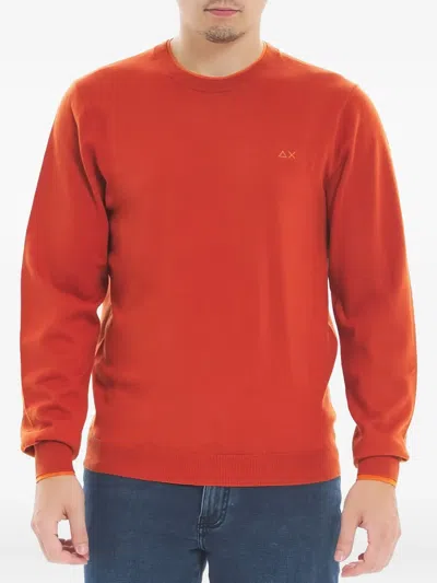 Sun68 Crew-neck Logo-detail Sweater In Red